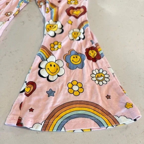Posh Peanut 2T Hippie Print Bell Bottoms RARE - Picture 3 of 5